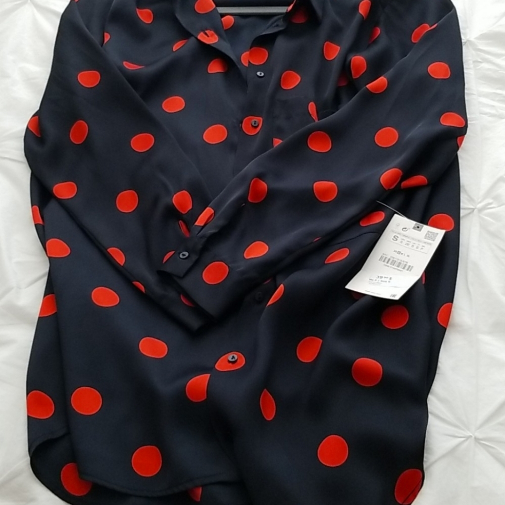 Zara New Polka dot Blouse Size Small